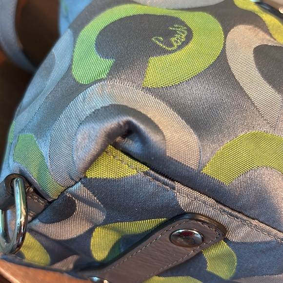 Coach Vintage Ashley convertible shoulder bag satchel Gray/Green lime canvas - Picture 12 of 16